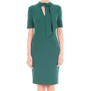Badgley Mischka Sheath Dress w/ Mandarin Collar
Size 10, green